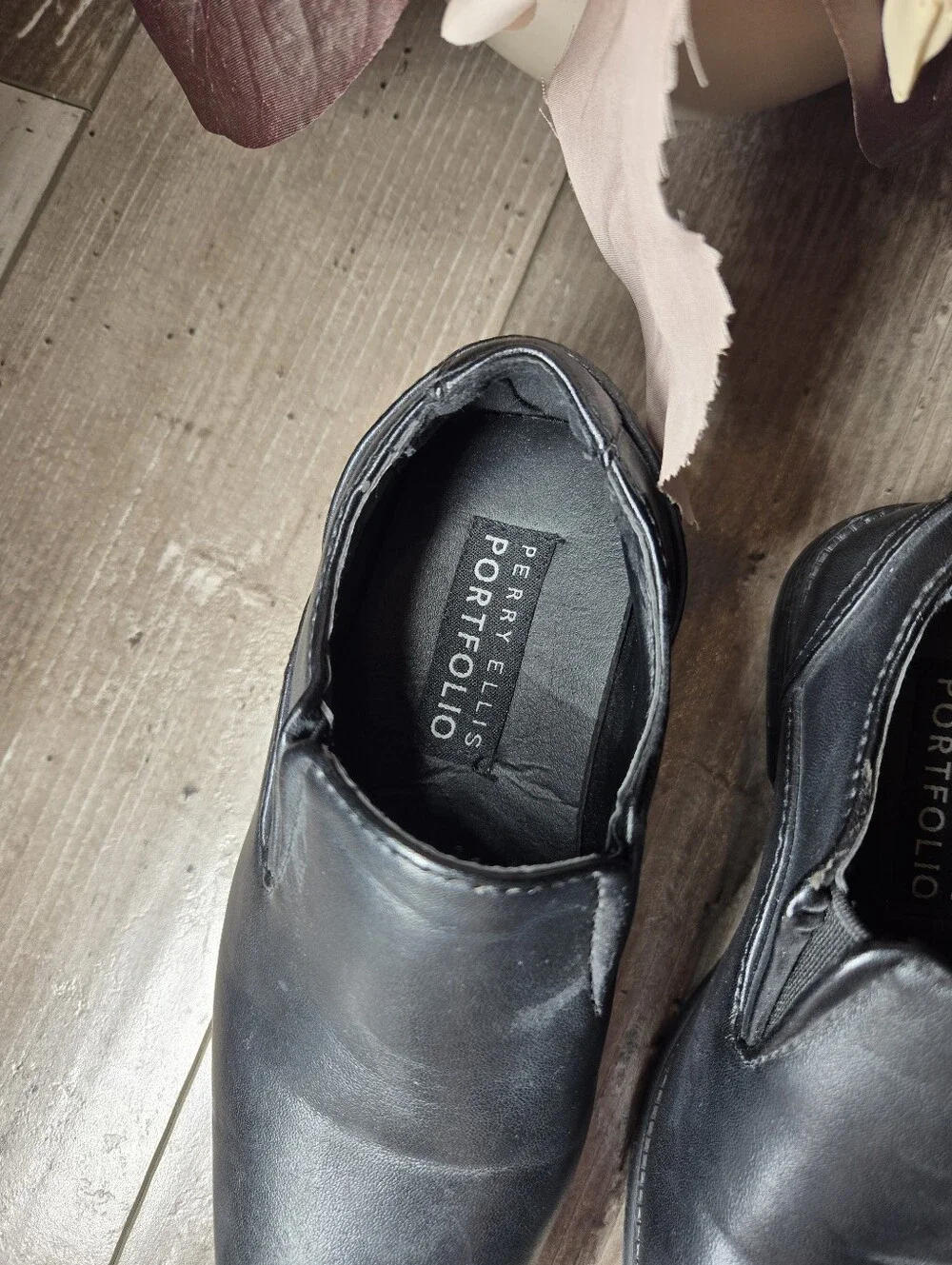 Perry Ellis Portfolio Boys Size 12 Black Samuel Slip‑On Dress Shoes